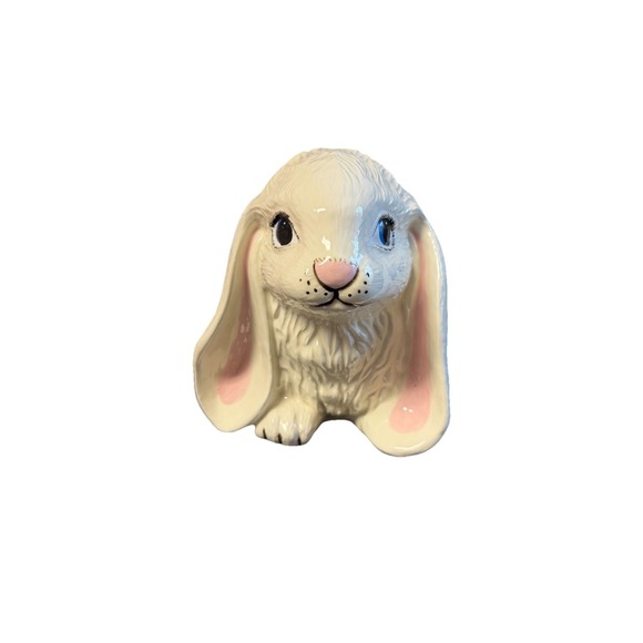 Large White Ceramic Bunny Rabbit Figurine Glossy Easter Decor 8" Spring Cottage - Picture 2 of 10